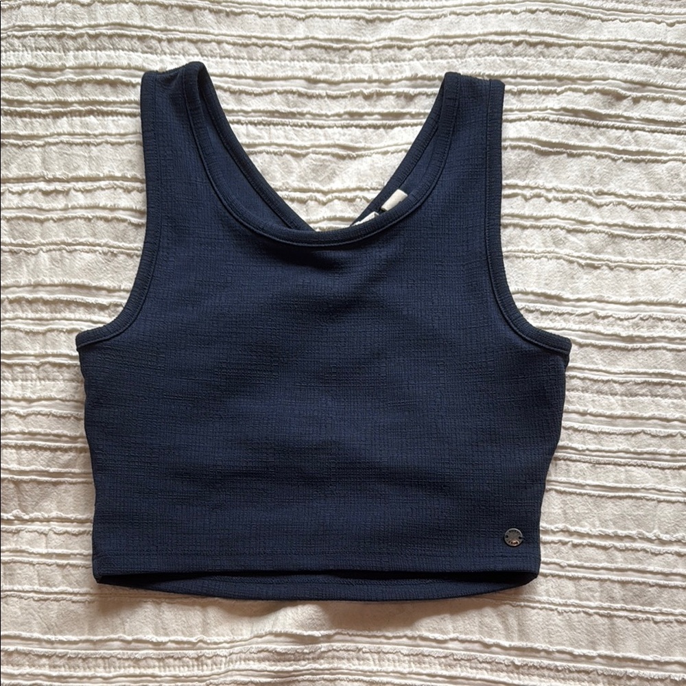 Roxy Blue Fitted Crop Tank Top Cross Back